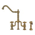 Whitehaus Bridge Faucet W/ Long Traditional Swivel Spout, Cross Handles And Brass WHTTSCR3-9771-NT-AB